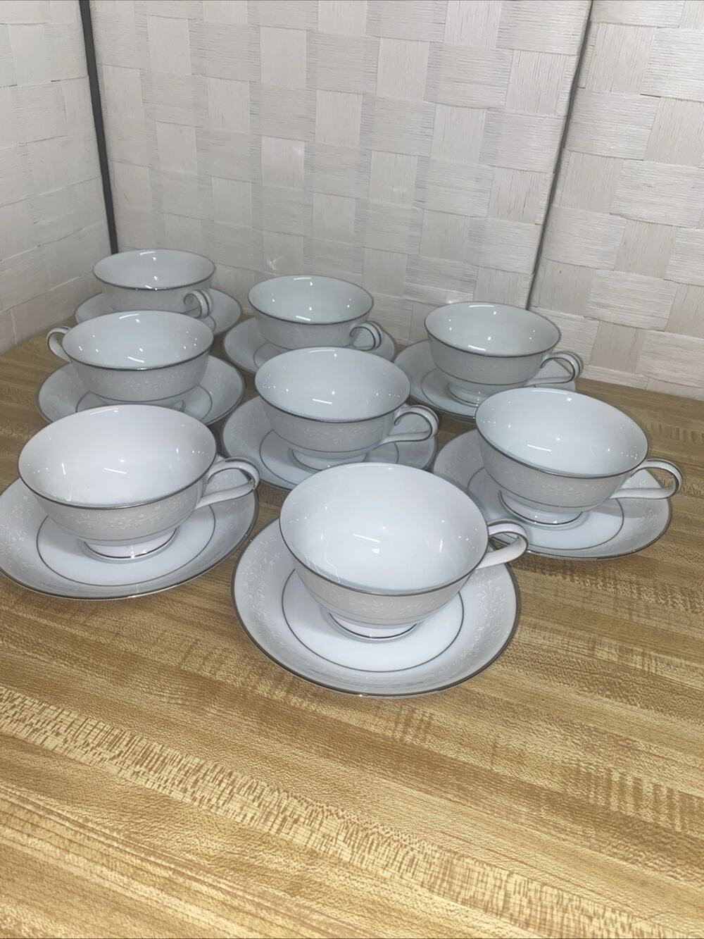 (8) Sets Noritake Buckingham China 6438 Tea Cup & Saucer Made In Japan